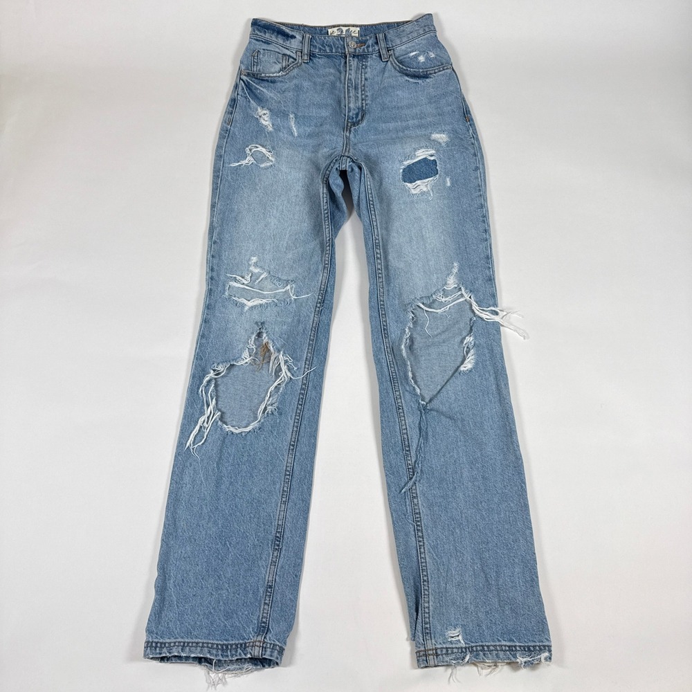 We The Free Womens Jeans 26 Blue CRVY High Rise Straight Distressed Streetwear